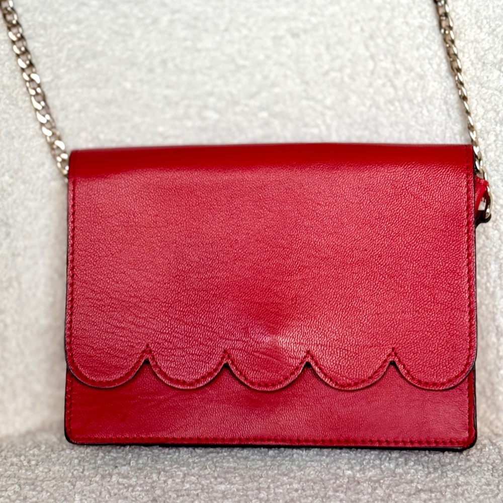 Topshop Red Genuine leather Scalloped Bag